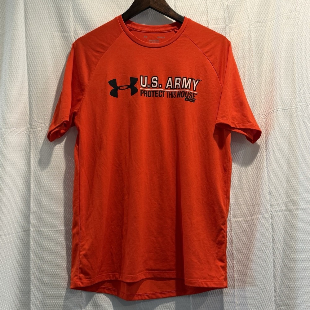 Under Armour Men's Medium Orange US Army Protect This House Tech Tee Athletic EC